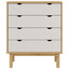 kommode OTTA 76,5x39,5x90 cm massivt fyrretræ brun og hvid