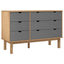 kommode OTTA 111x43x73,5 cm massivt fyrretræ brun og grå