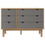 kommode OTTA 111x43x73,5 cm massivt fyrretræ brun og grå