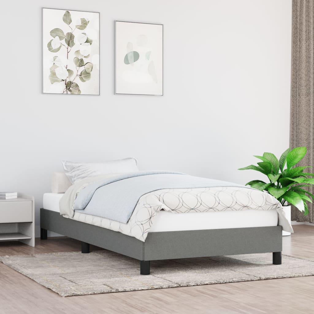Sengeramme uden madras Mørkegrå 80x200 cm Stof