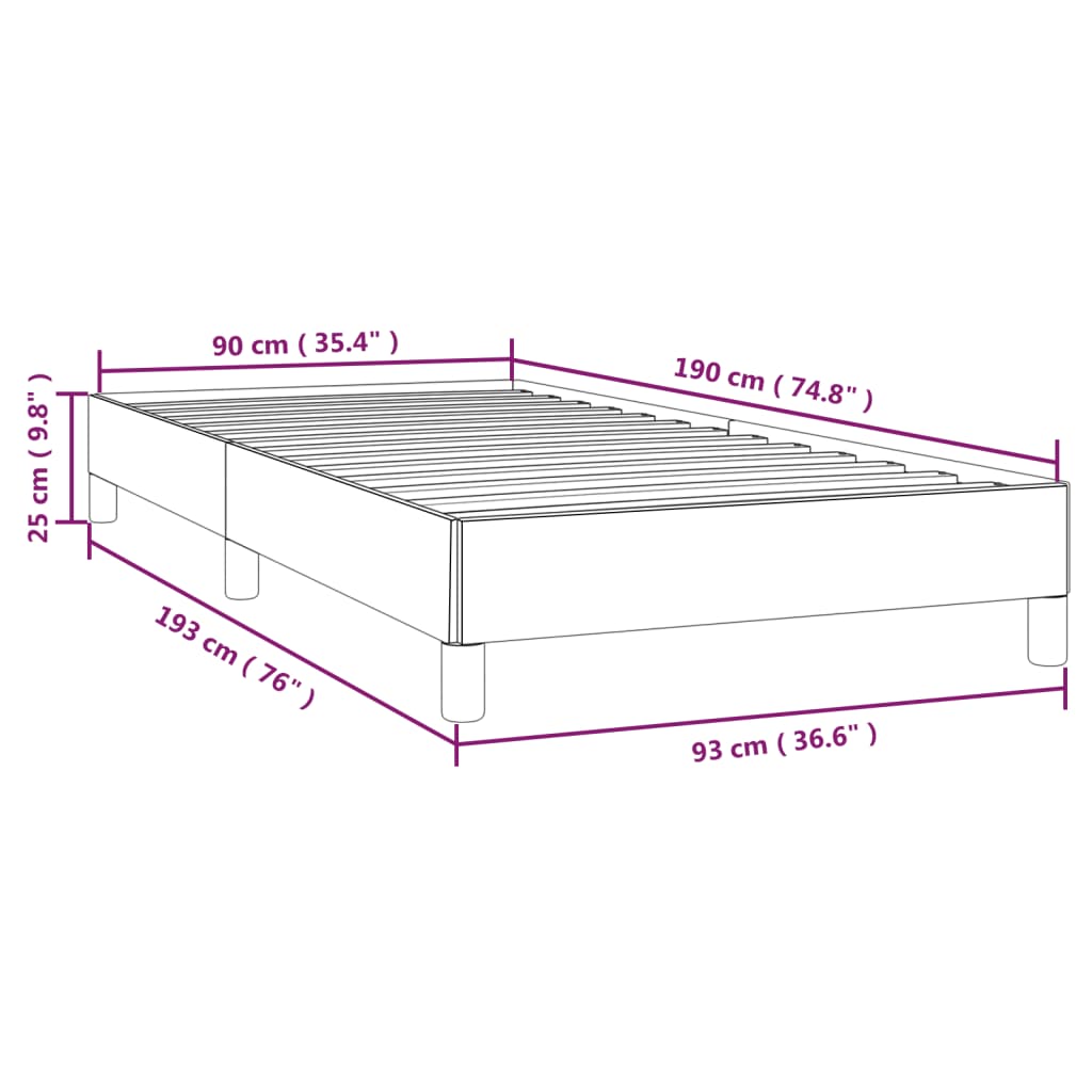 sengeramme uden madras 90x190 cm stof sort