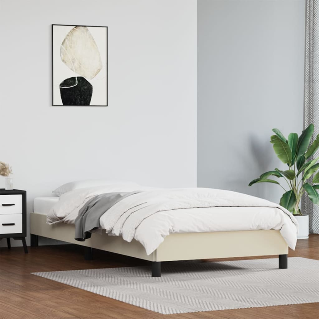 sengeramme 90x200 cm kunstlæder cremefarvet