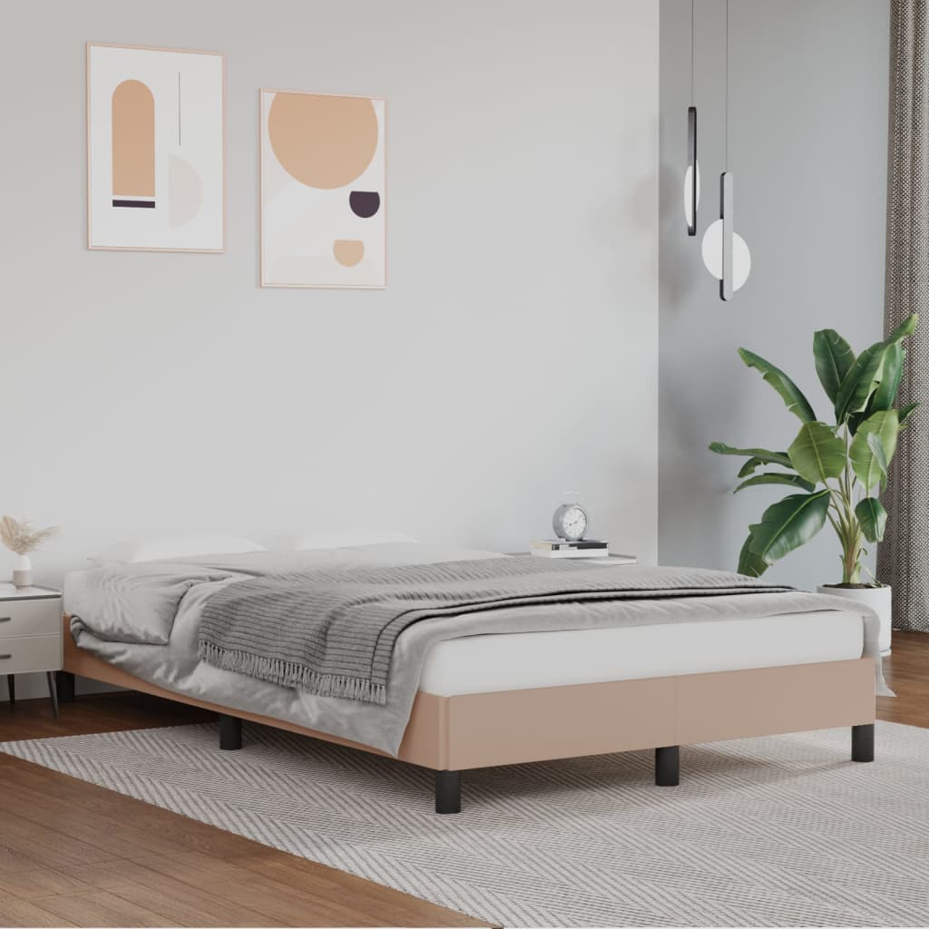 sengeramme 120x200 cm kunstlæder cappuccinofarvet