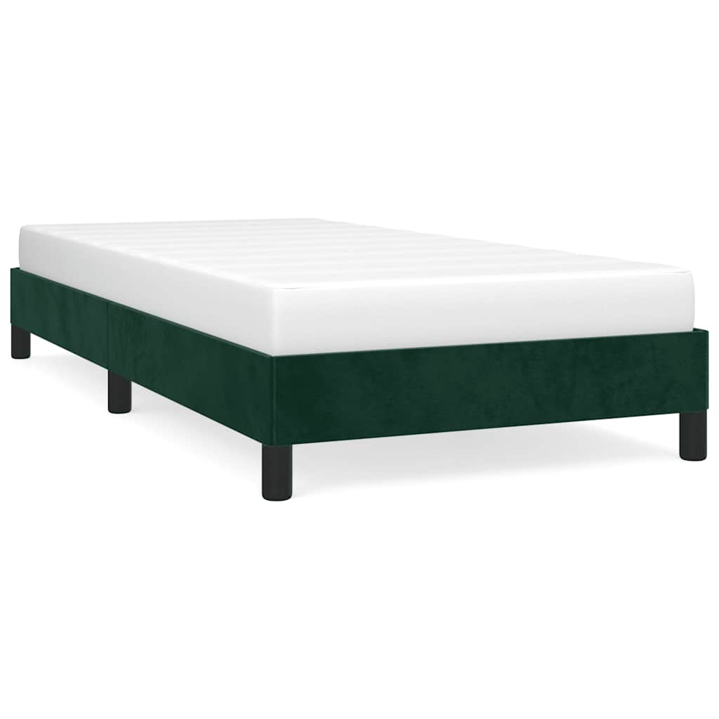Sengeramme uden madras Mørkegrøn 90x190 cm Fløjl