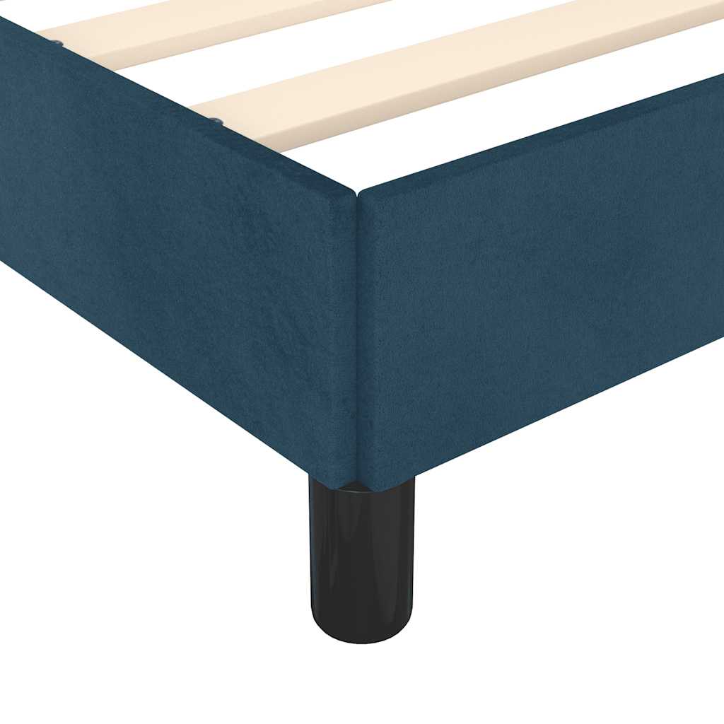Sengeramme uden madras Mørkeblå 200x200 cm Fløjl
