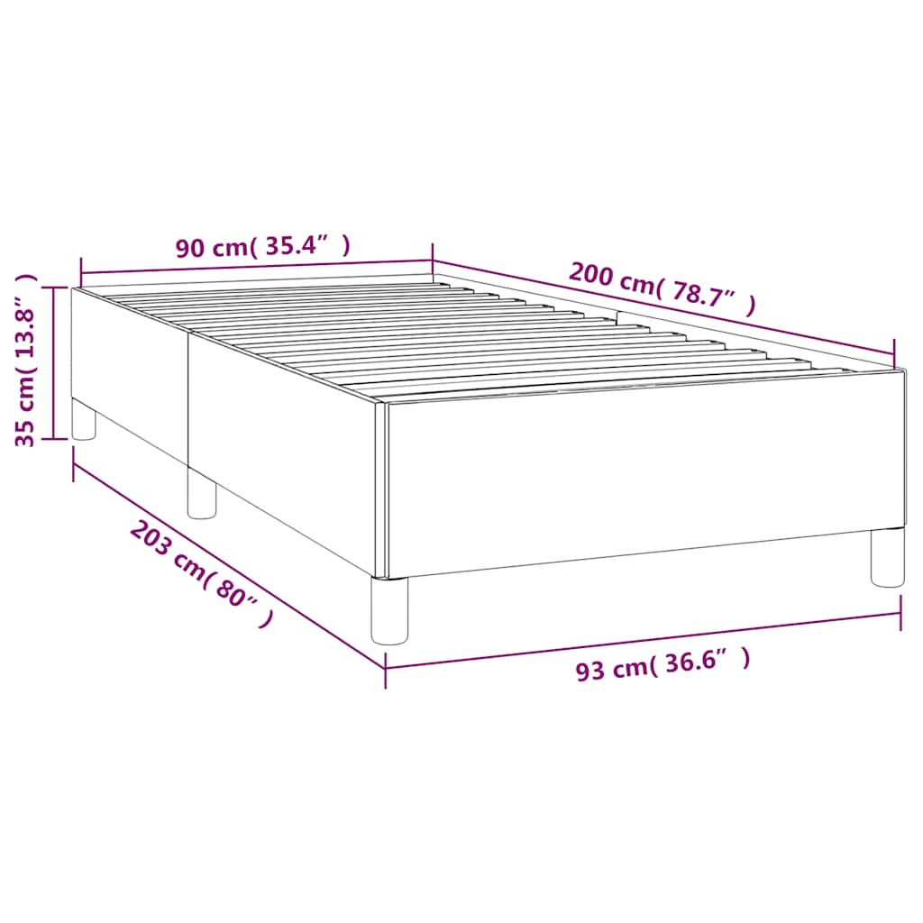 Sengeramme uden madras Mørkegrå 90x200 cm Stof