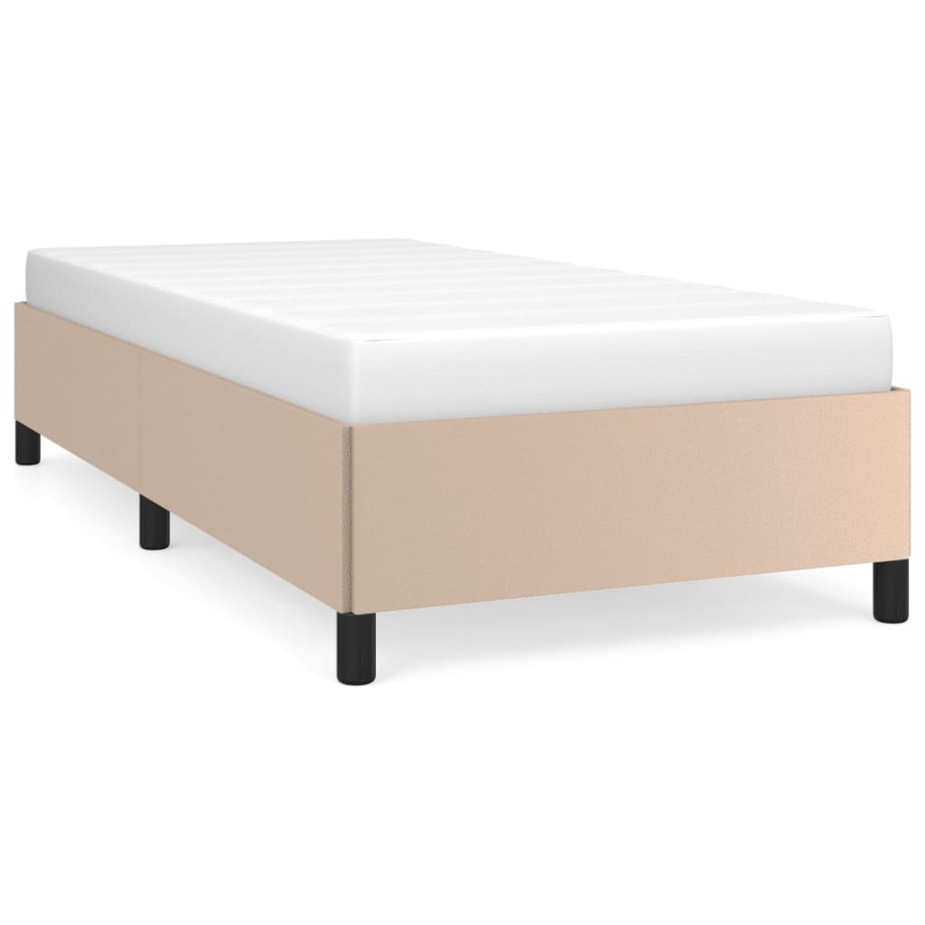 sengeramme uden madras 90x200 cm kunstlæder cappuccinofarvet