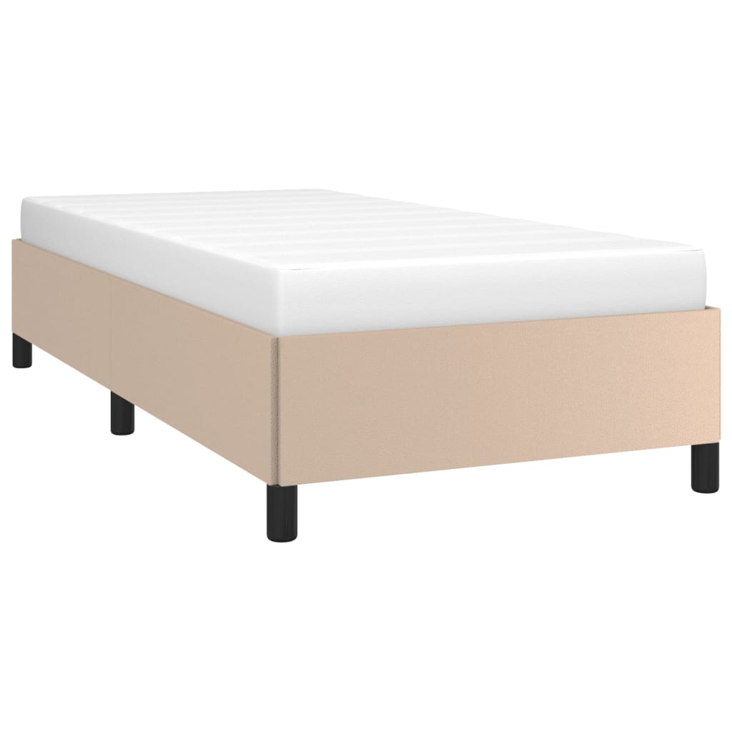 sengeramme uden madras 90x200 cm kunstlæder cappuccinofarvet