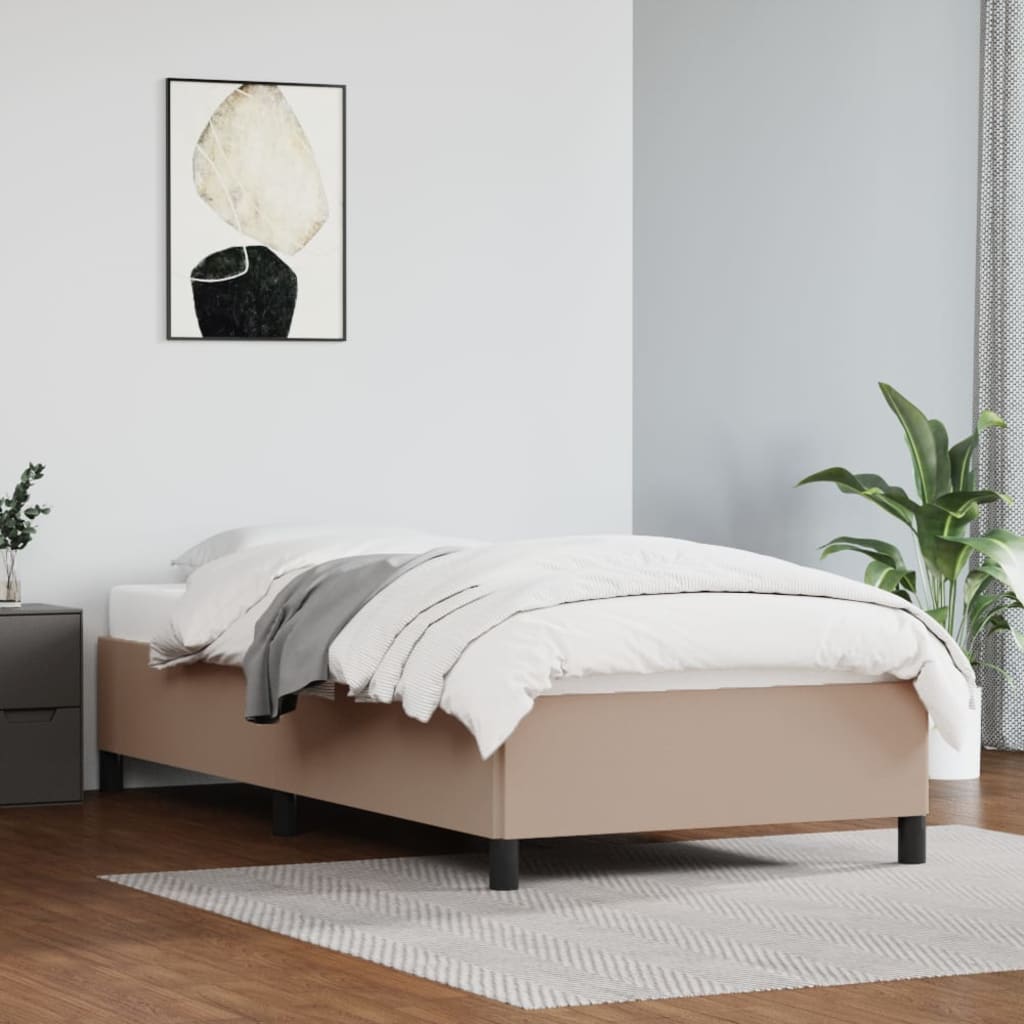 sengeramme uden madras 90x200 cm kunstlæder cappuccinofarvet