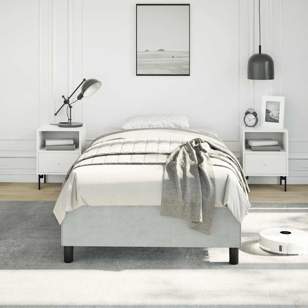 sengestel uden madras lysegrå 100x203 cm Twin XL fløjl