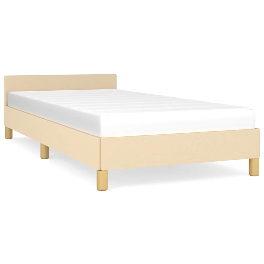 Sengeramme med hovedgærde uden madras Creme 90x190 cm Stof