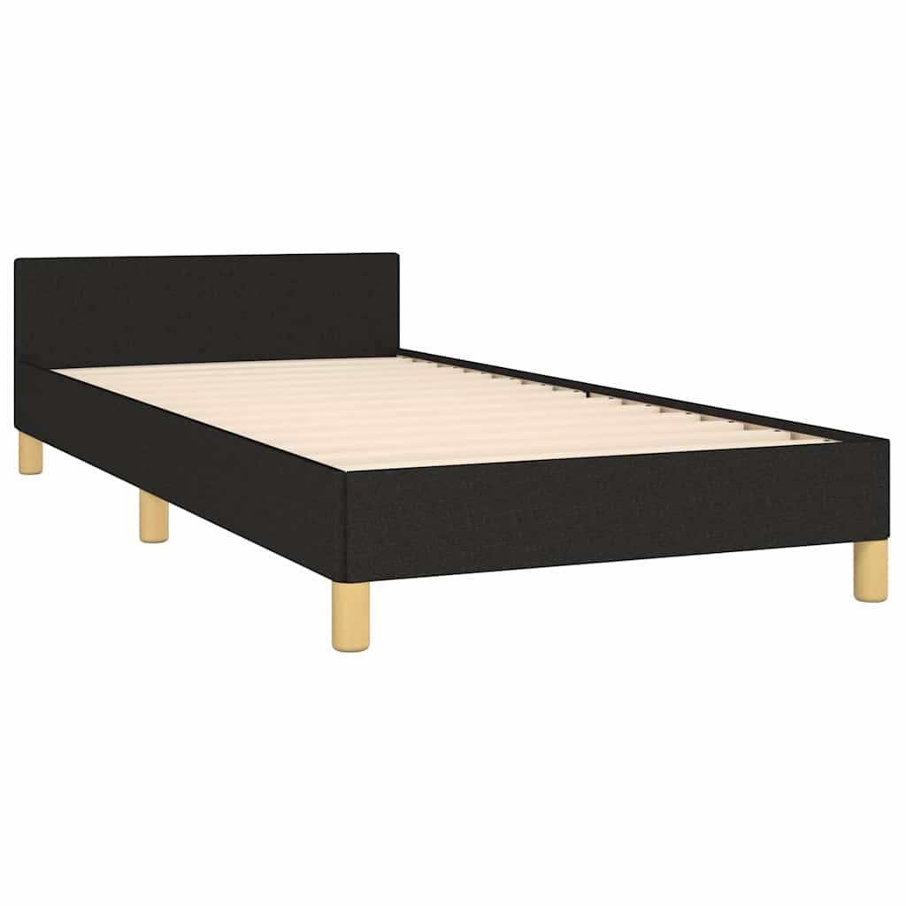Sengeramme med hovedgærde uden madras Sort 90x200 cm Stof