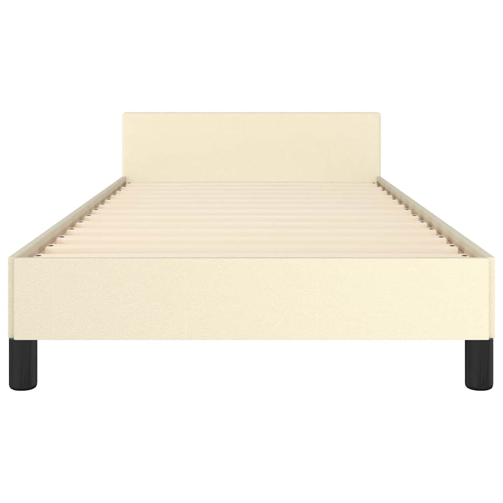 Sengeramme med hovedgærde uden madras Creme 90x190 cm