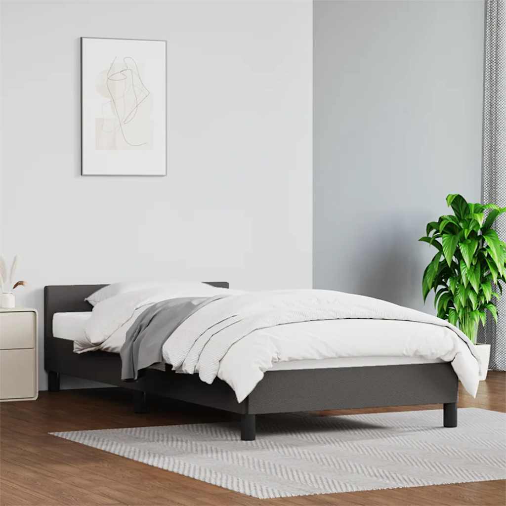 Sengeramme med hovedgærde uden madras Grå 90x200 cm