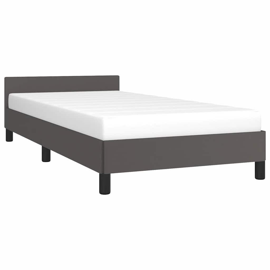 Sengeramme med hovedgærde uden madras Grå 100x200 cm