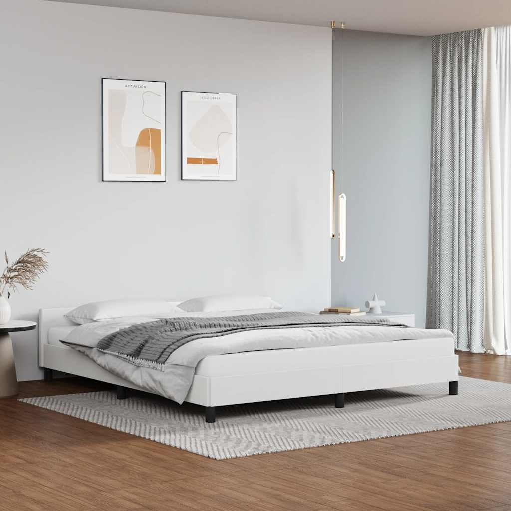 Sengeramme med hovedgærde uden madras Hvid 160x200 cm
