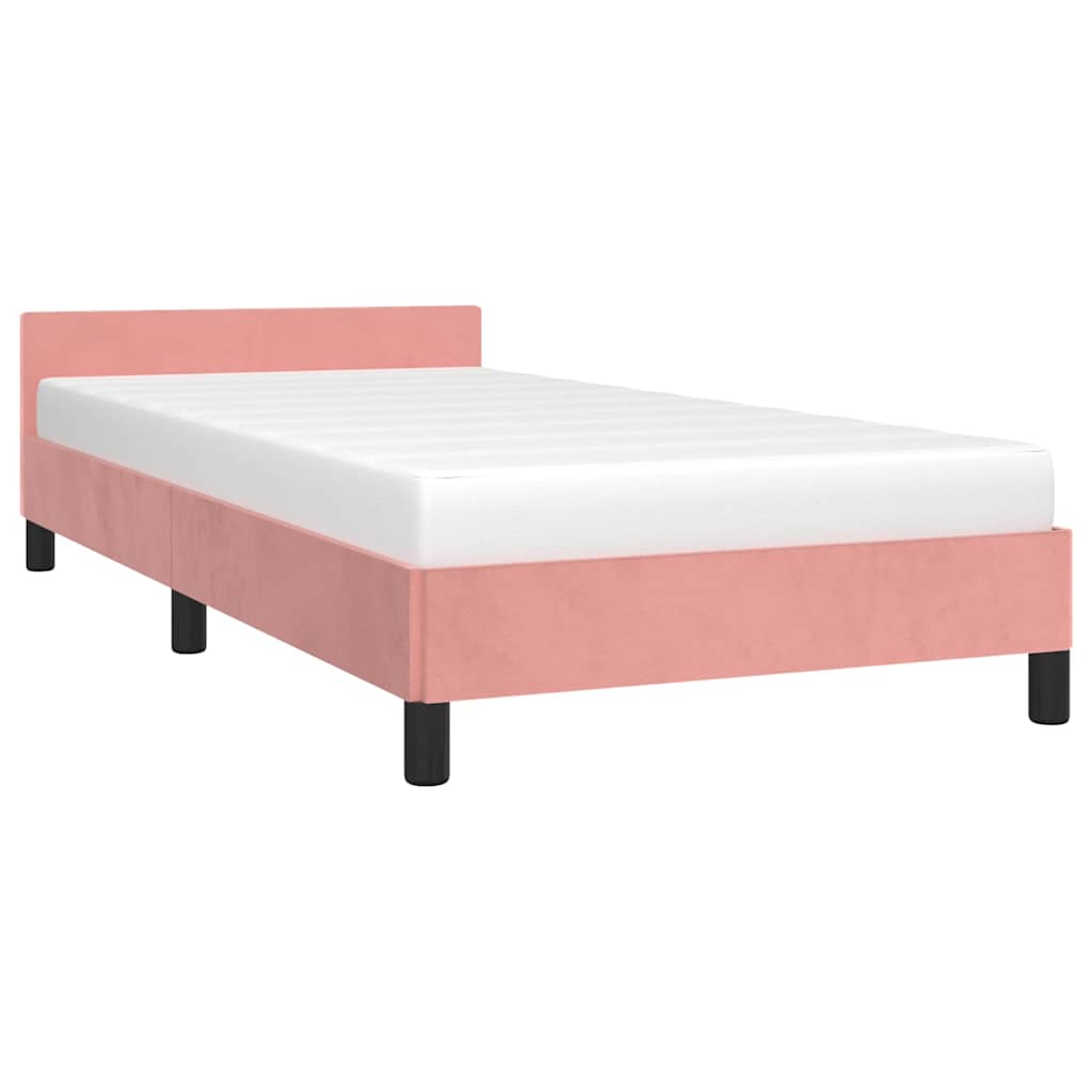 Sengeramme med hovedgærde uden madras Pink 80x200 cm Fløjl