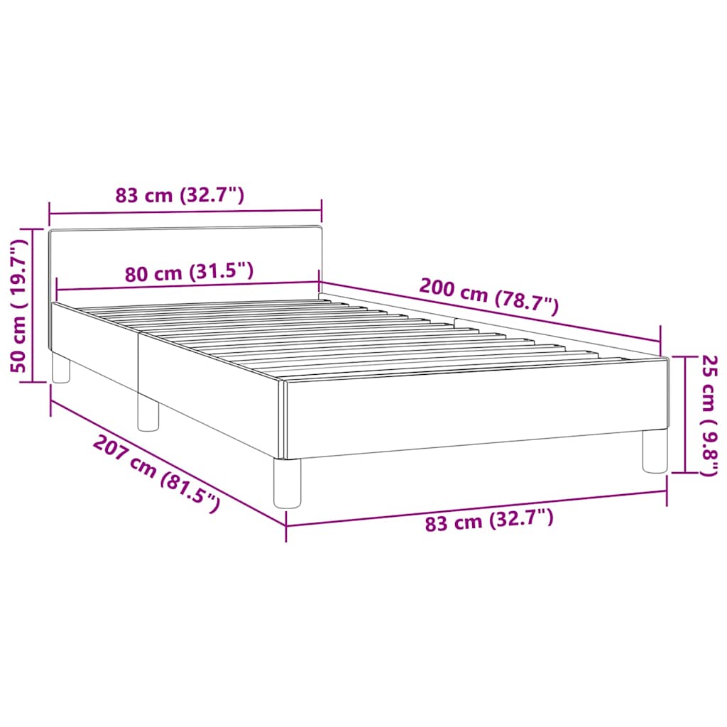 Sengeramme med hovedgærde uden madras Pink 80x200 cm Fløjl
