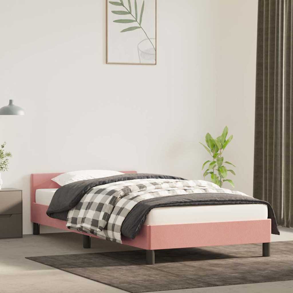 Sengeramme med hovedgærde uden madras Pink 80x200 cm Fløjl