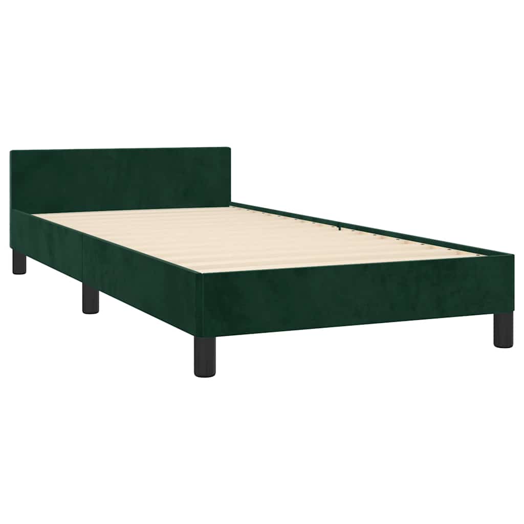 Sengeramme uden madras Mørkegrøn 90x190 cm Fløjl