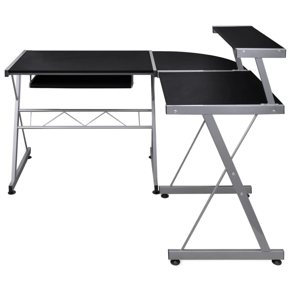 computerbord til hjørne 132x112x99 cm konstrueret træ sort