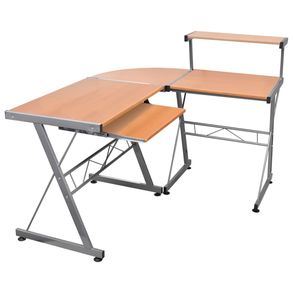 computerbord til hjørne 132x112x99 cm konstrueret træ brun billede