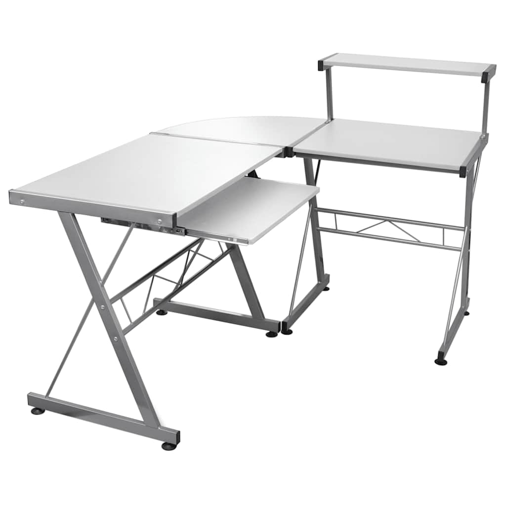 computerbord til hjørne 132x112x99 cm konstrueret træ hvid billede
