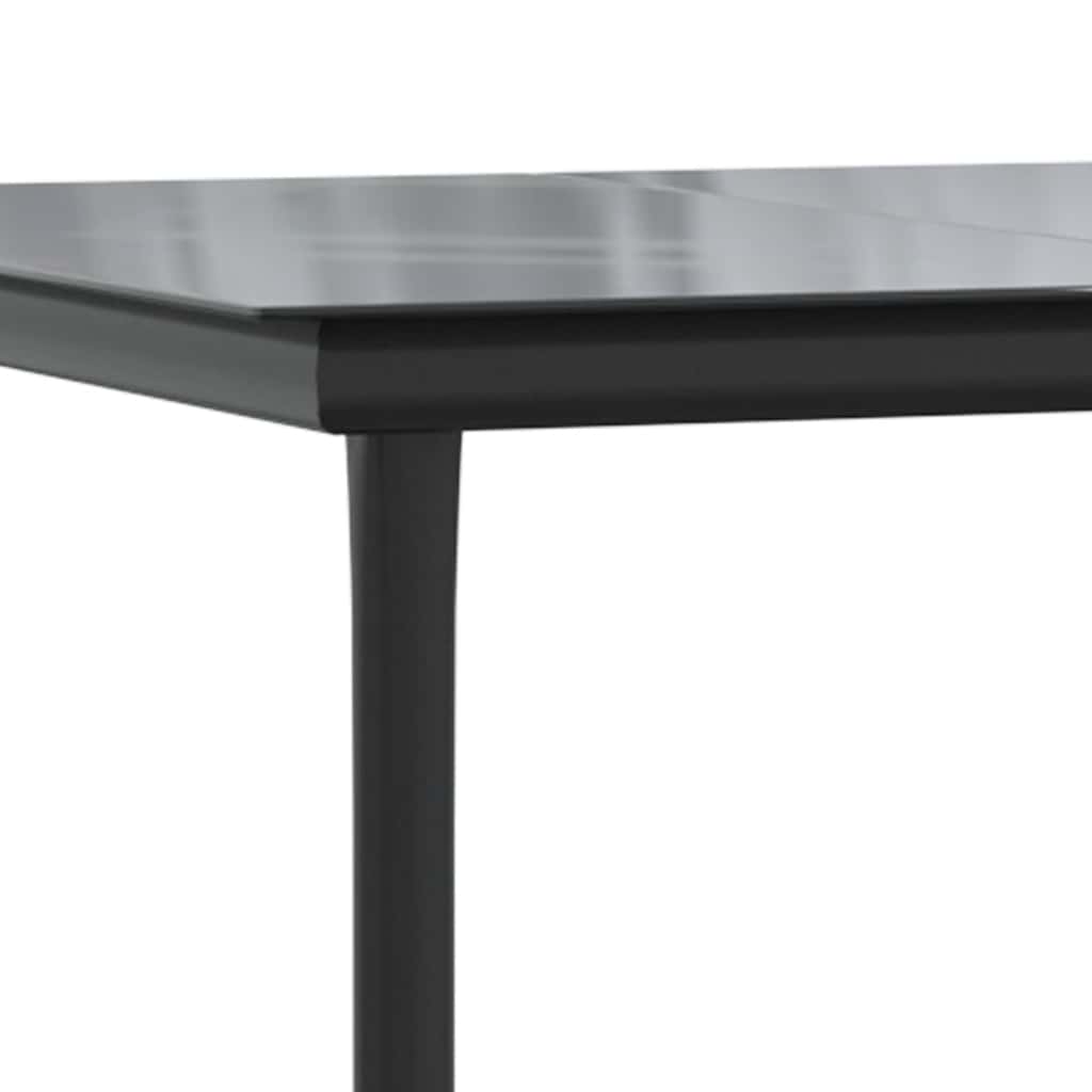 havebord 200x100x74 cm stål og hærdet glas sort