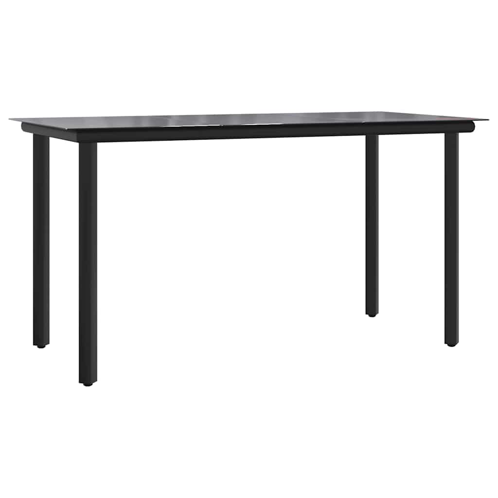 havebord 200x100x74 cm stål og hærdet glas sort