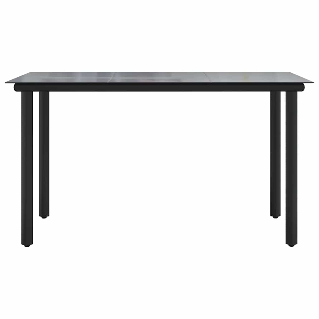 havebord 200x100x74 cm stål og hærdet glas sort