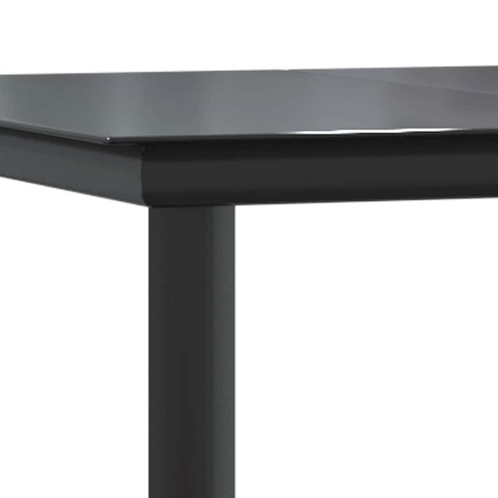 havebord 200x100x74 cm stål og hærdet glas sort