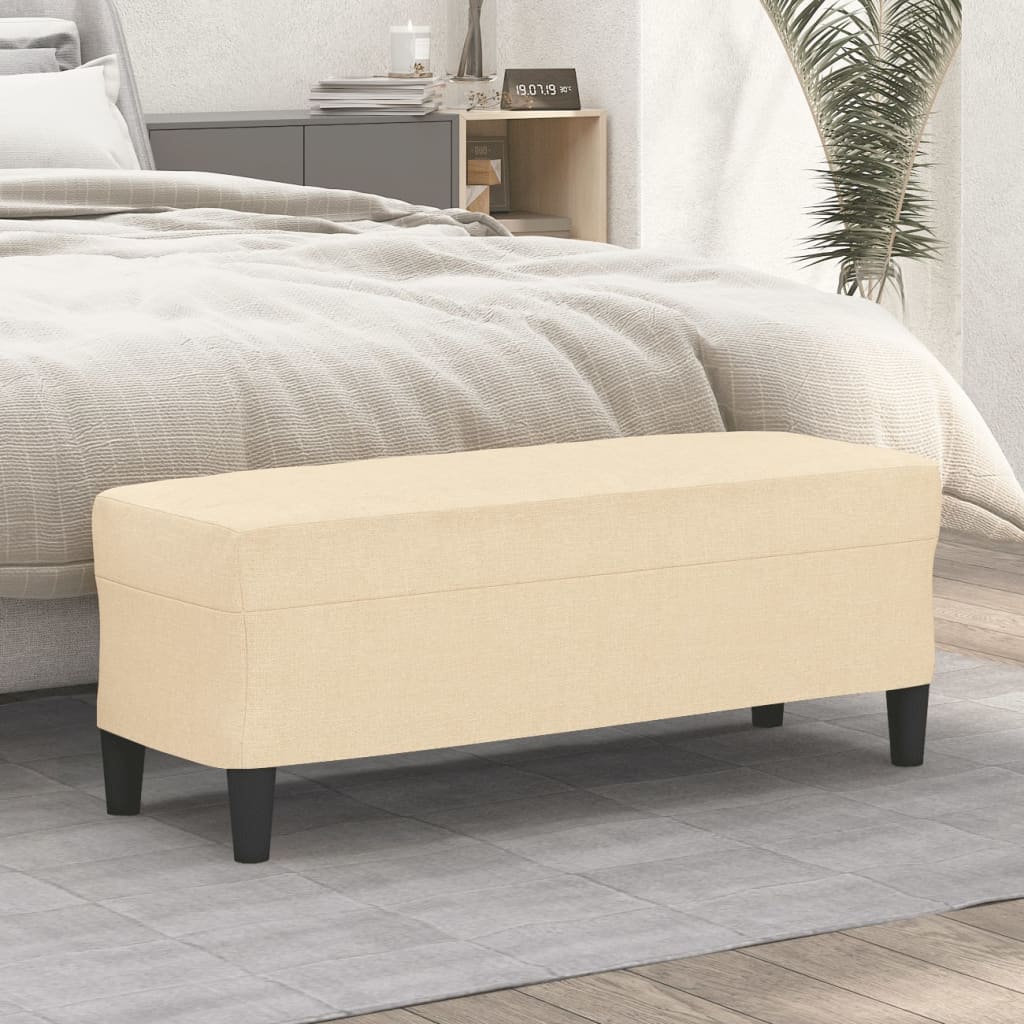 bænk 100x35x41 cm stof cremefarvet
