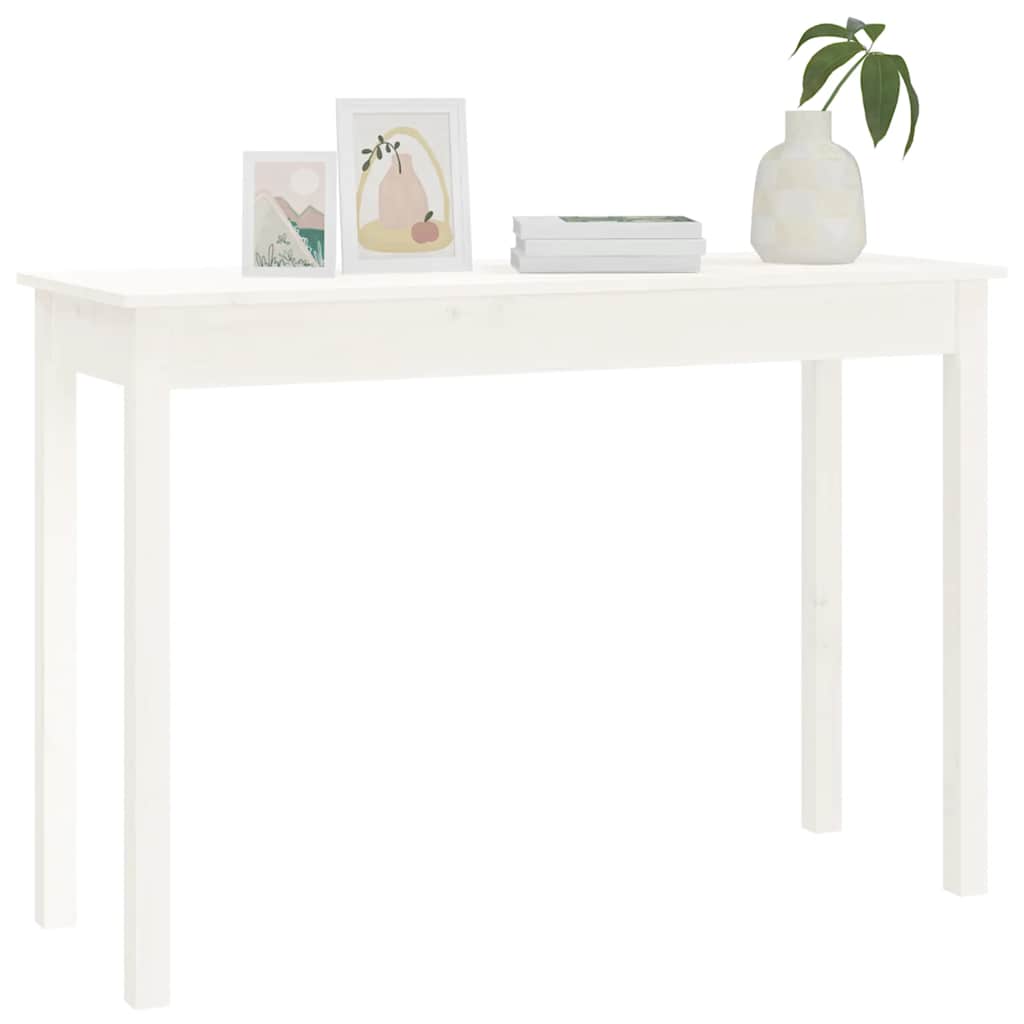 konsolbord 110x40x75 cm massivt fyrretræ hvid