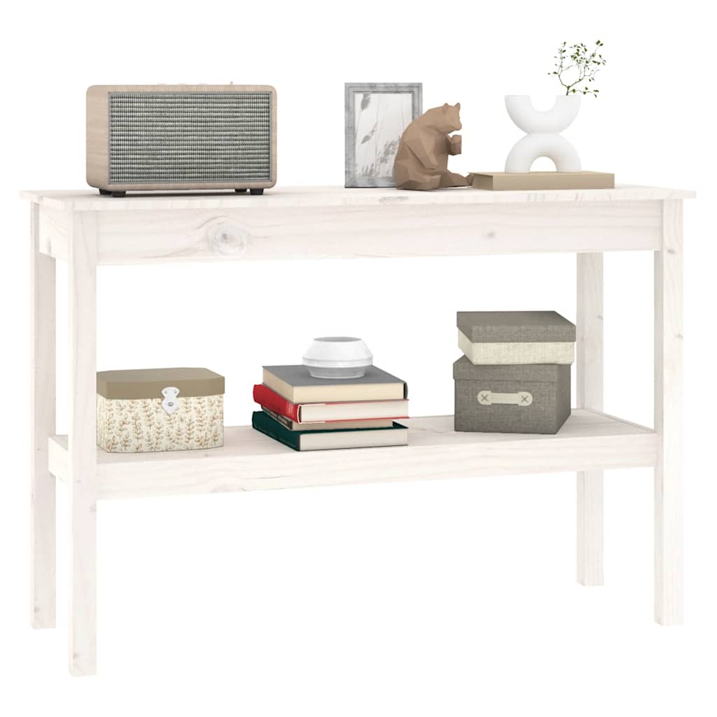 konsolbord 110x40x75 cm massivt fyrretræ hvid
