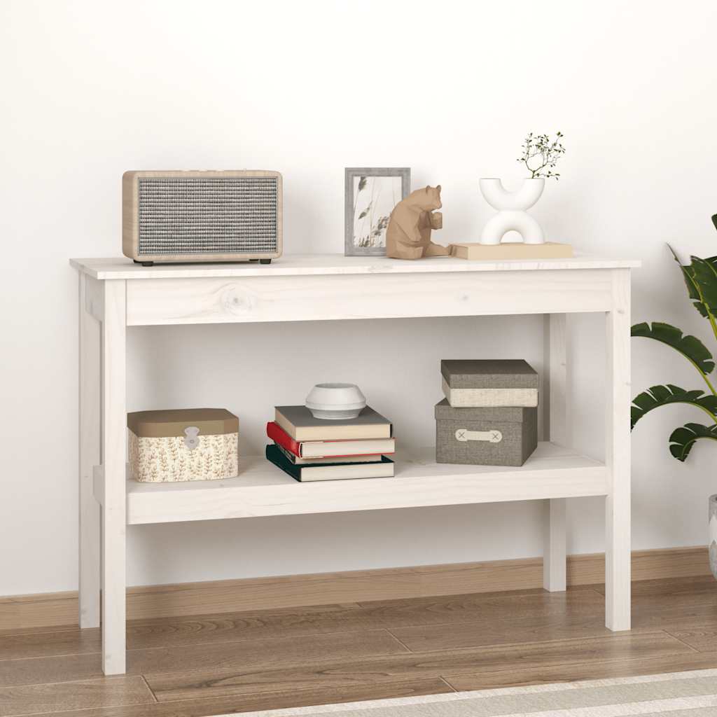 konsolbord 110x40x75 cm massivt fyrretræ hvid