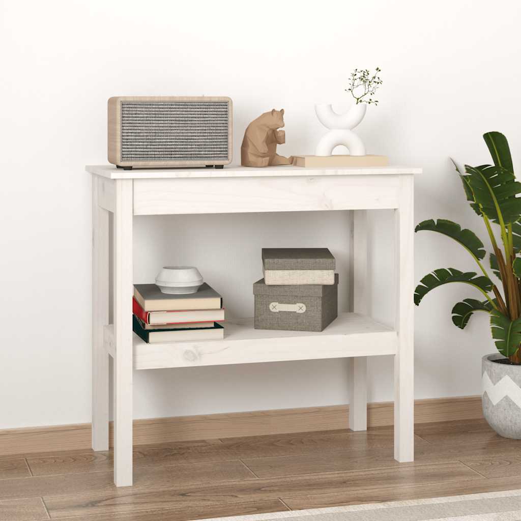 konsolbord 80x40x75 cm massivt fyrretræ hvid