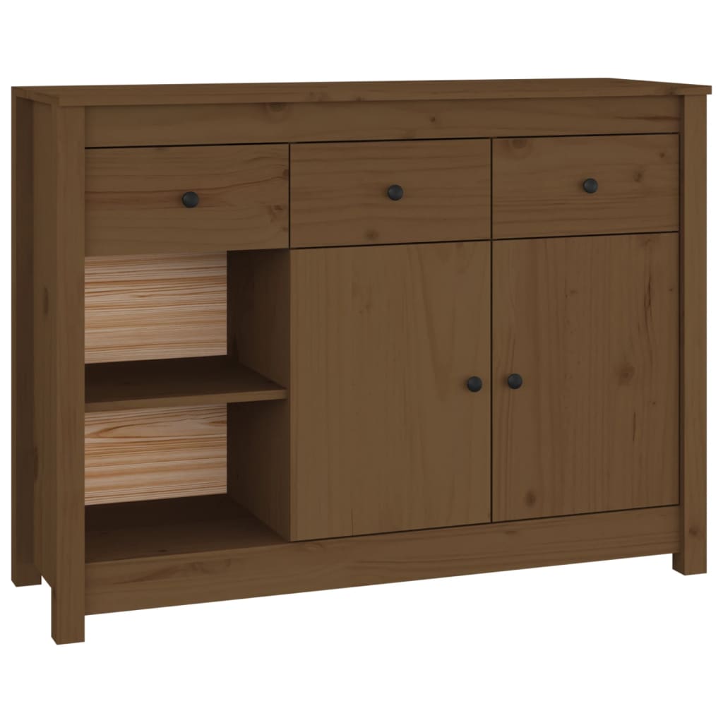 skænk 100x35x74 cm massivt fyrretræ gyldenbrun