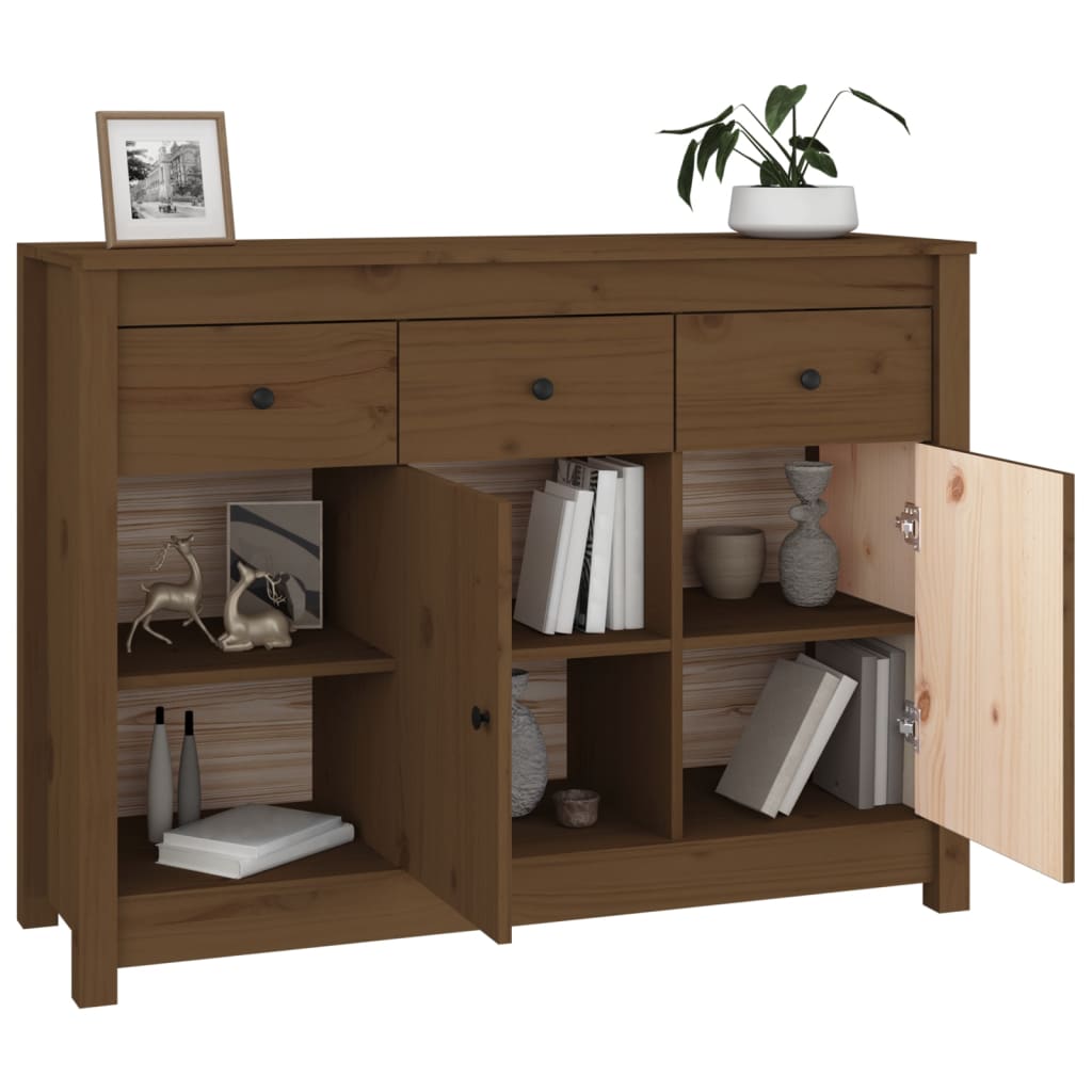 skænk 100x35x74 cm massivt fyrretræ gyldenbrun