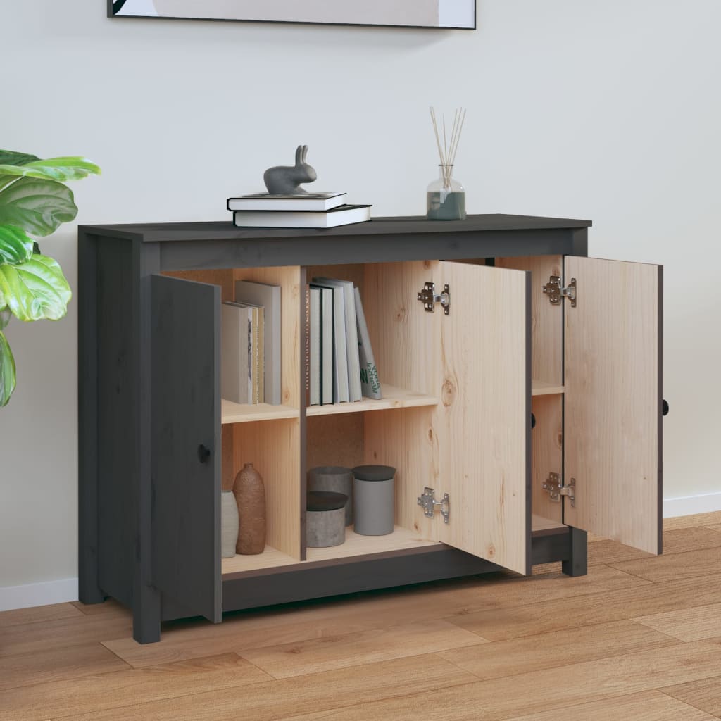 skænk 100x35x74 cm massivt fyrretræ grå