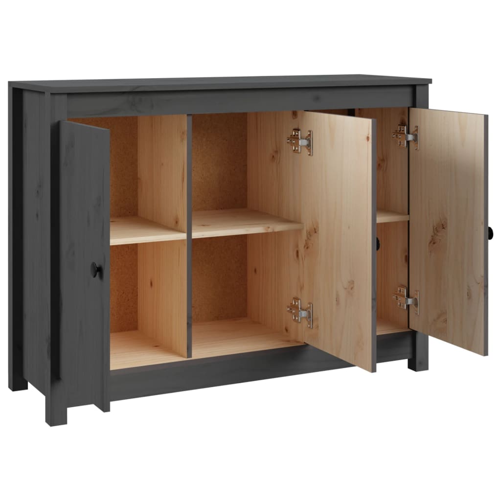 skænk 100x35x74 cm massivt fyrretræ grå