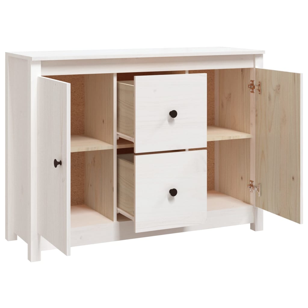 skænk 100x35x74 cm massivt fyrretræ hvid
