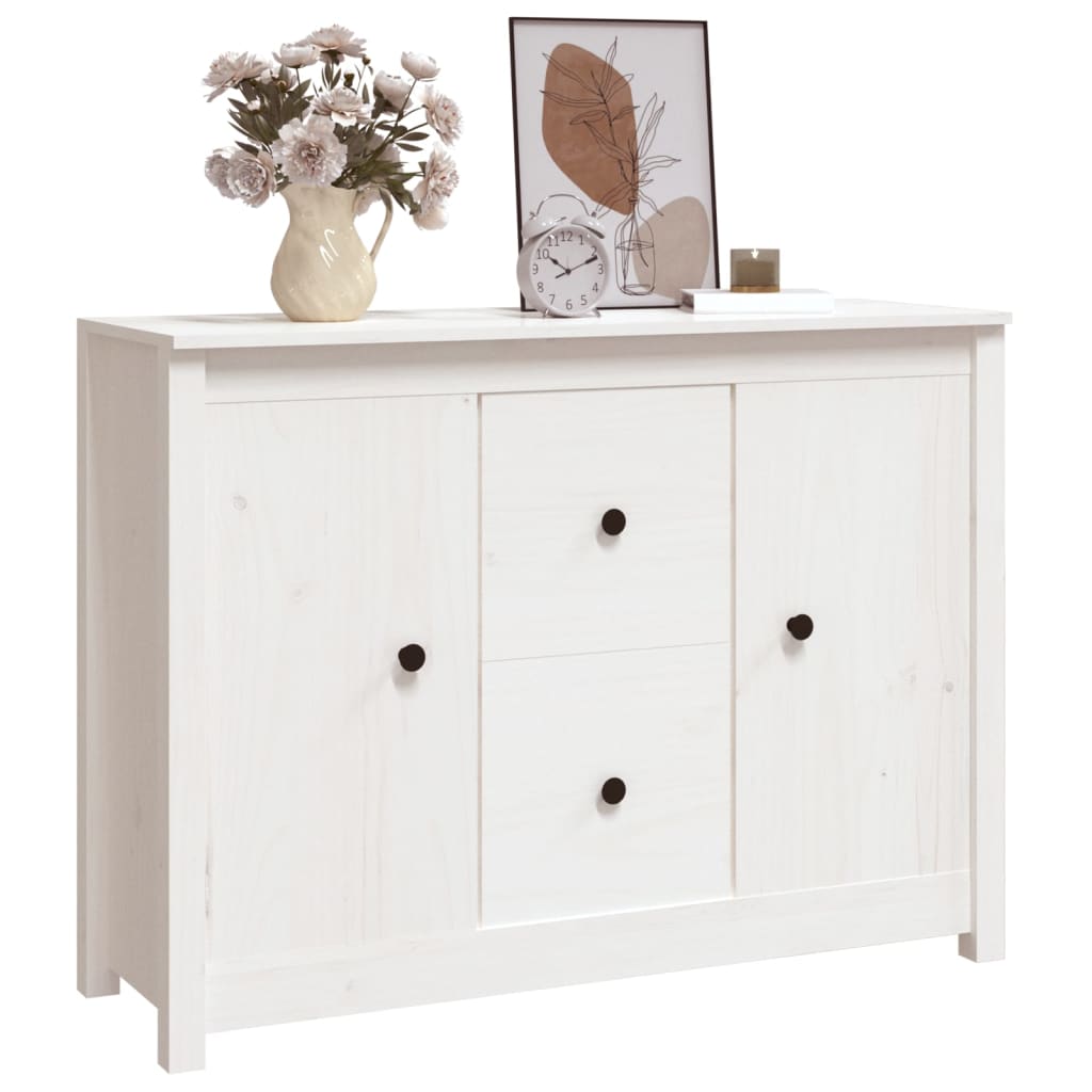 skænk 100x35x74 cm massivt fyrretræ hvid