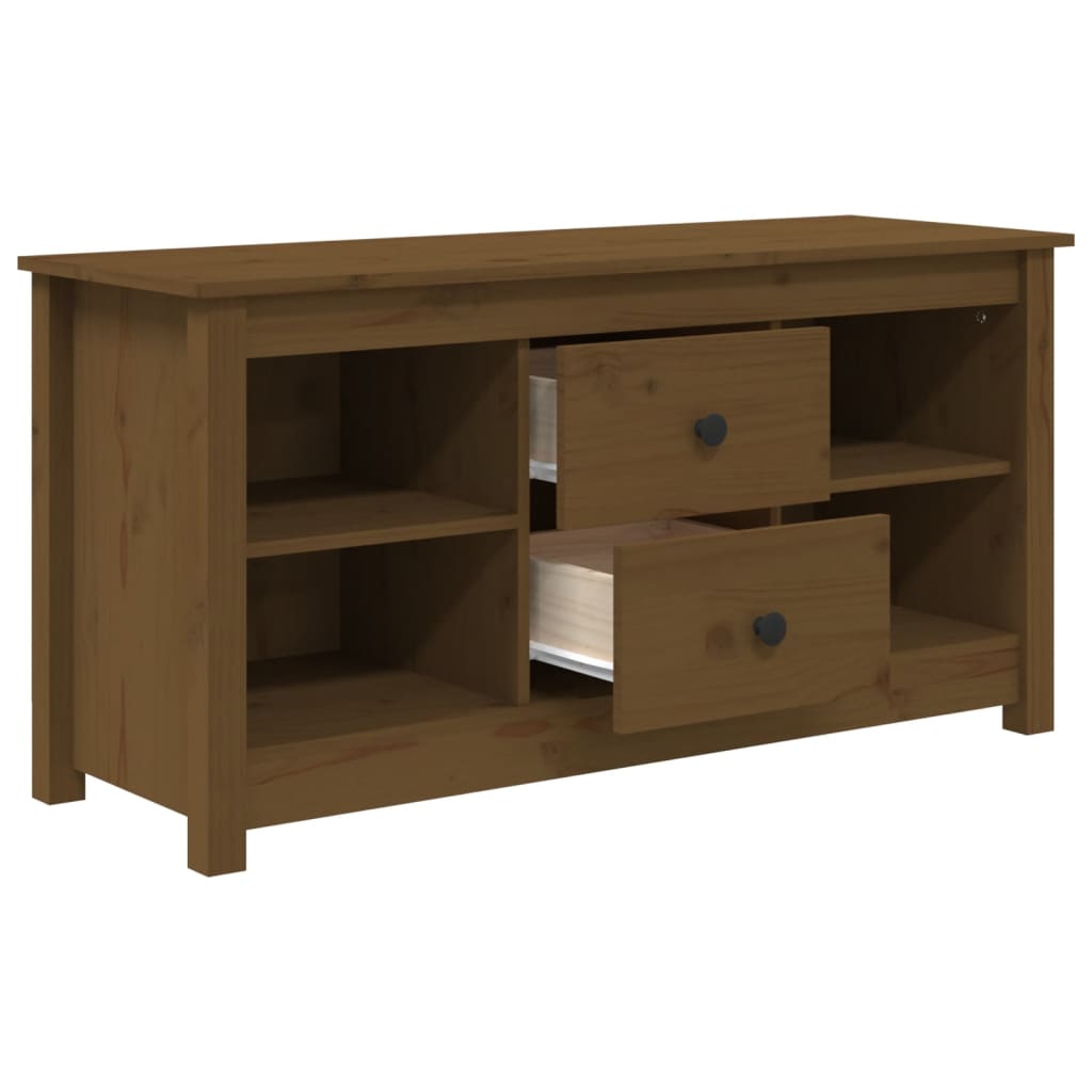 tv-bord 103x36,5x52 cm massivt fyrretræ gyldenbrun