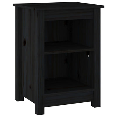 sengebord 40x35x55 cm massivt fyrretræ sort