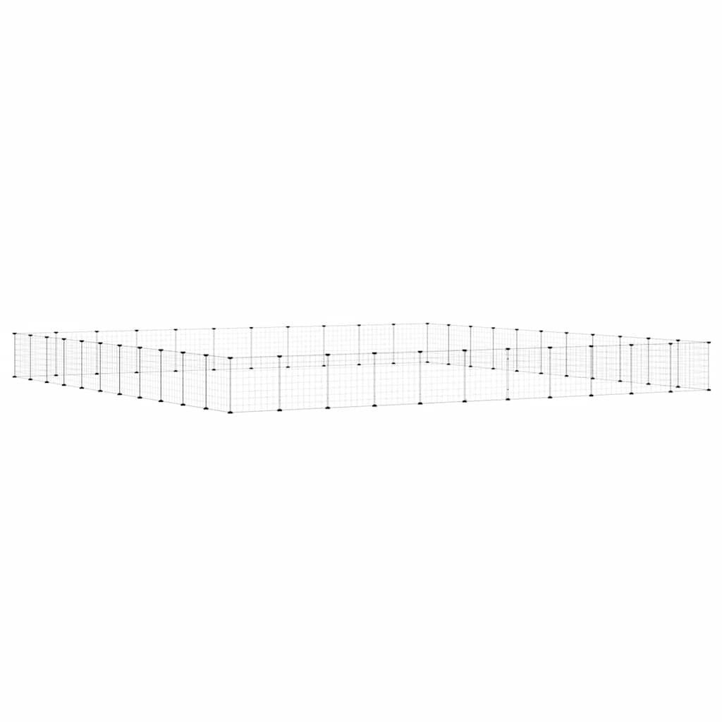 44-panels kæledyrsindhegning med låge 35x35 cm stål sort