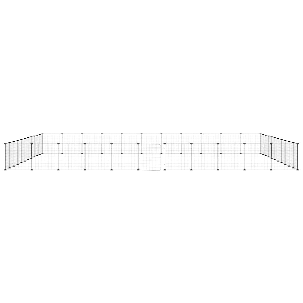 44-panels kæledyrsindhegning med låge 35x35 cm stål sort