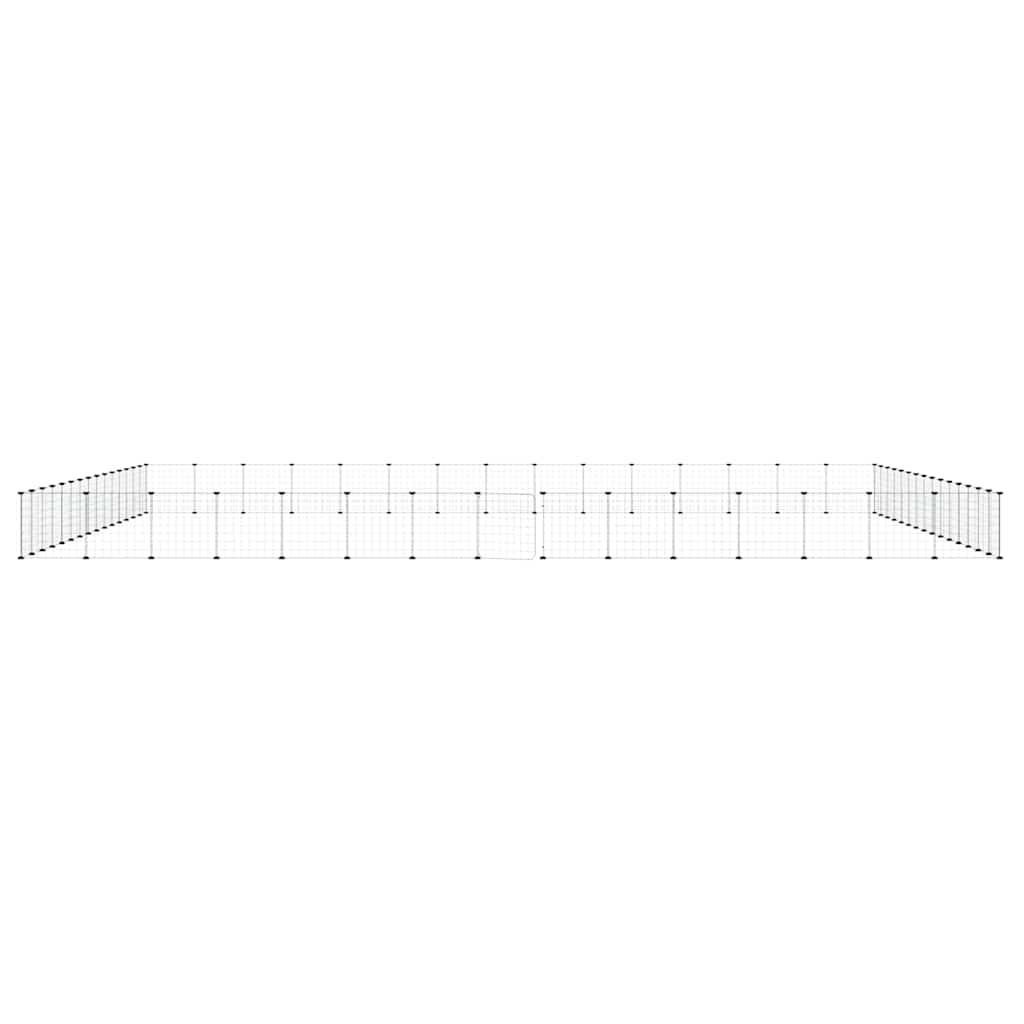 60-panels kæledyrsindhegning med låge 35x35 cm stål sort