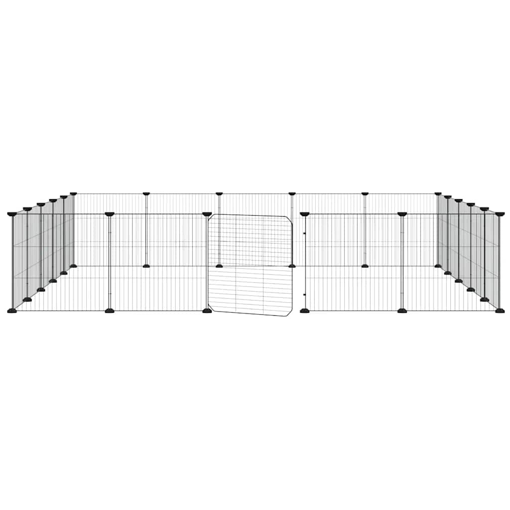 20-panels kæledyrsindhegning med låge 35x35 cm stål sort