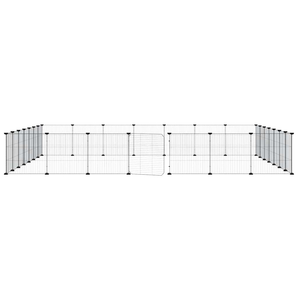 28-panels kæledyrsindhegning med låge 35x35 cm stål sort