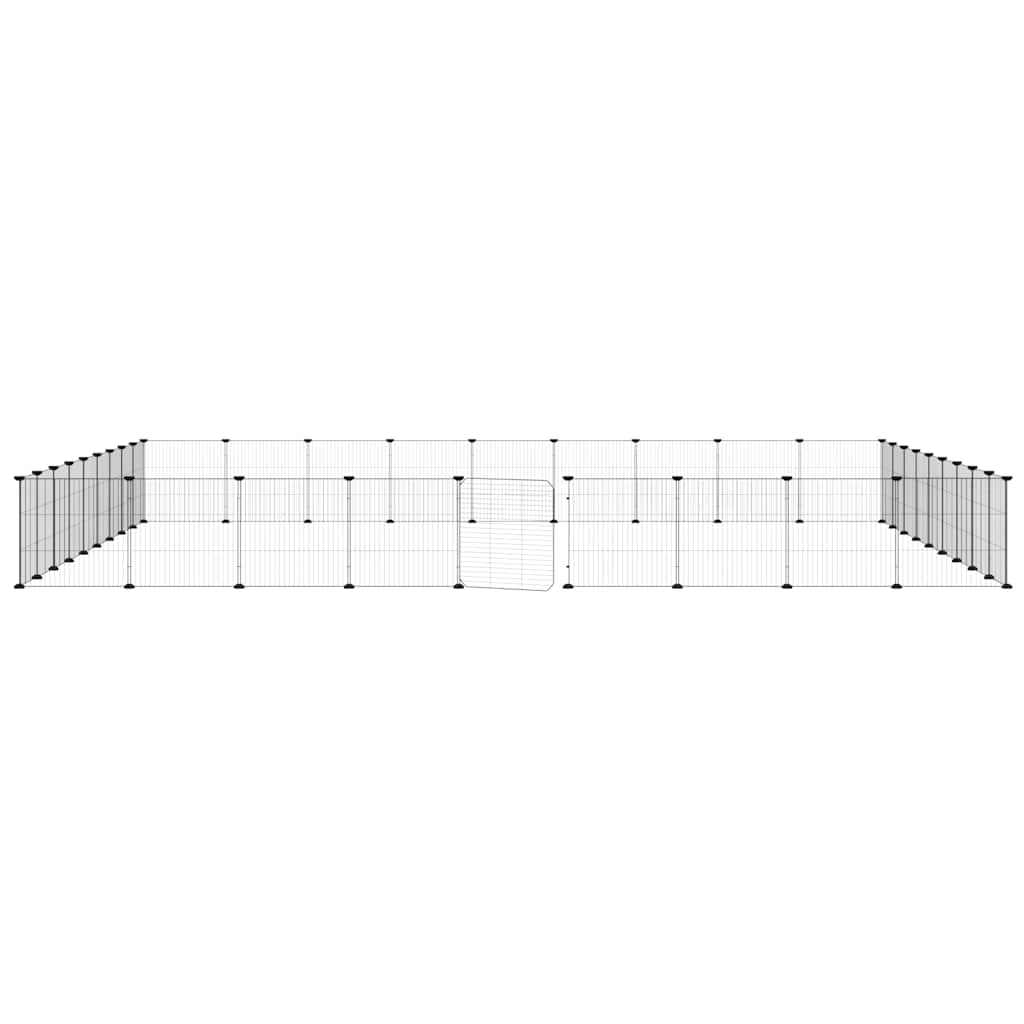 36-panels kæledyrsindhegning med låge 35x35 cm stål sort